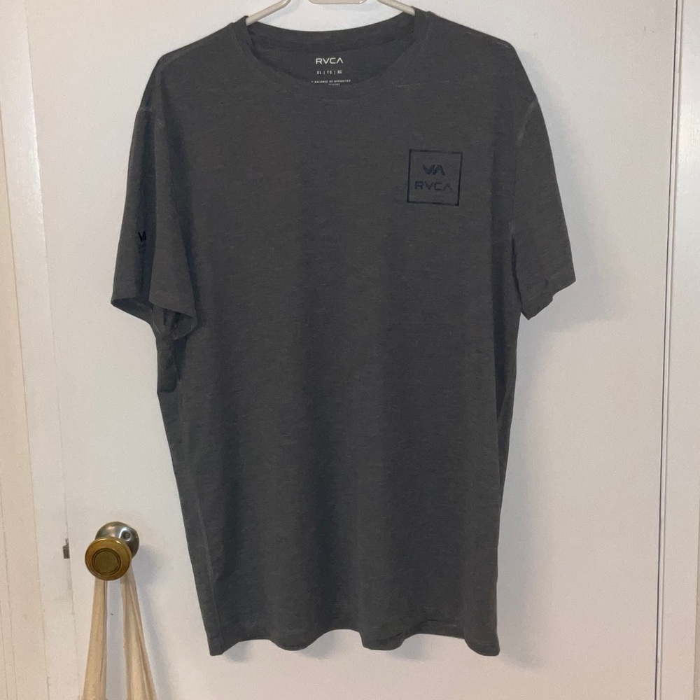 RVCA Athletic Men's Gray Short Sleeve Tee with UV protection